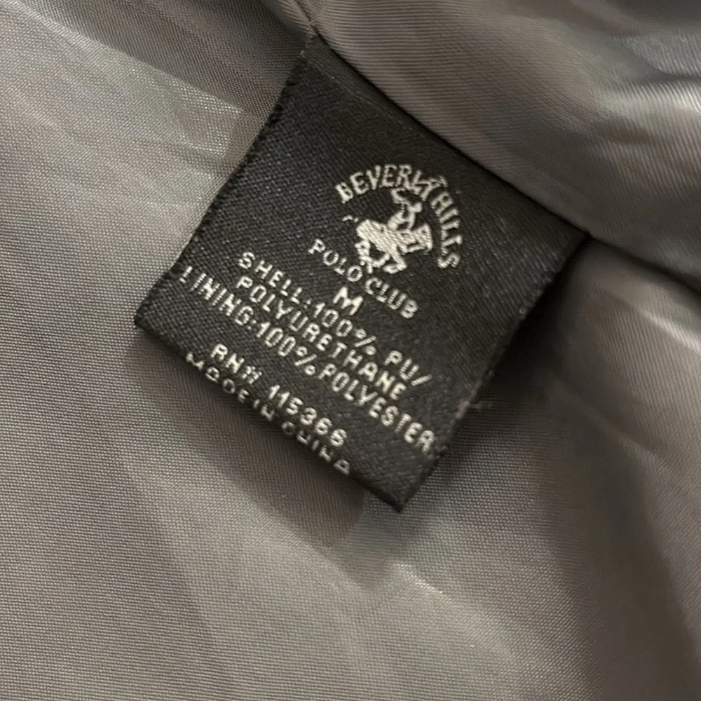 EUC [Beverly Hills Polo Club] Dark Gray Zip-Up Leather Jacket Women’s Sz Medium - Picture 11 of 12